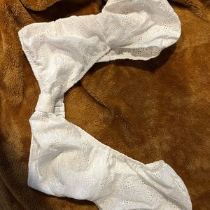 Puff sleeve white bathing suit